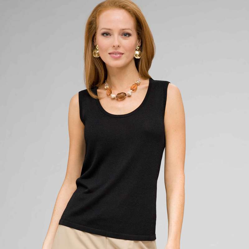 Scoop Neck Shell, Black, large image number 0